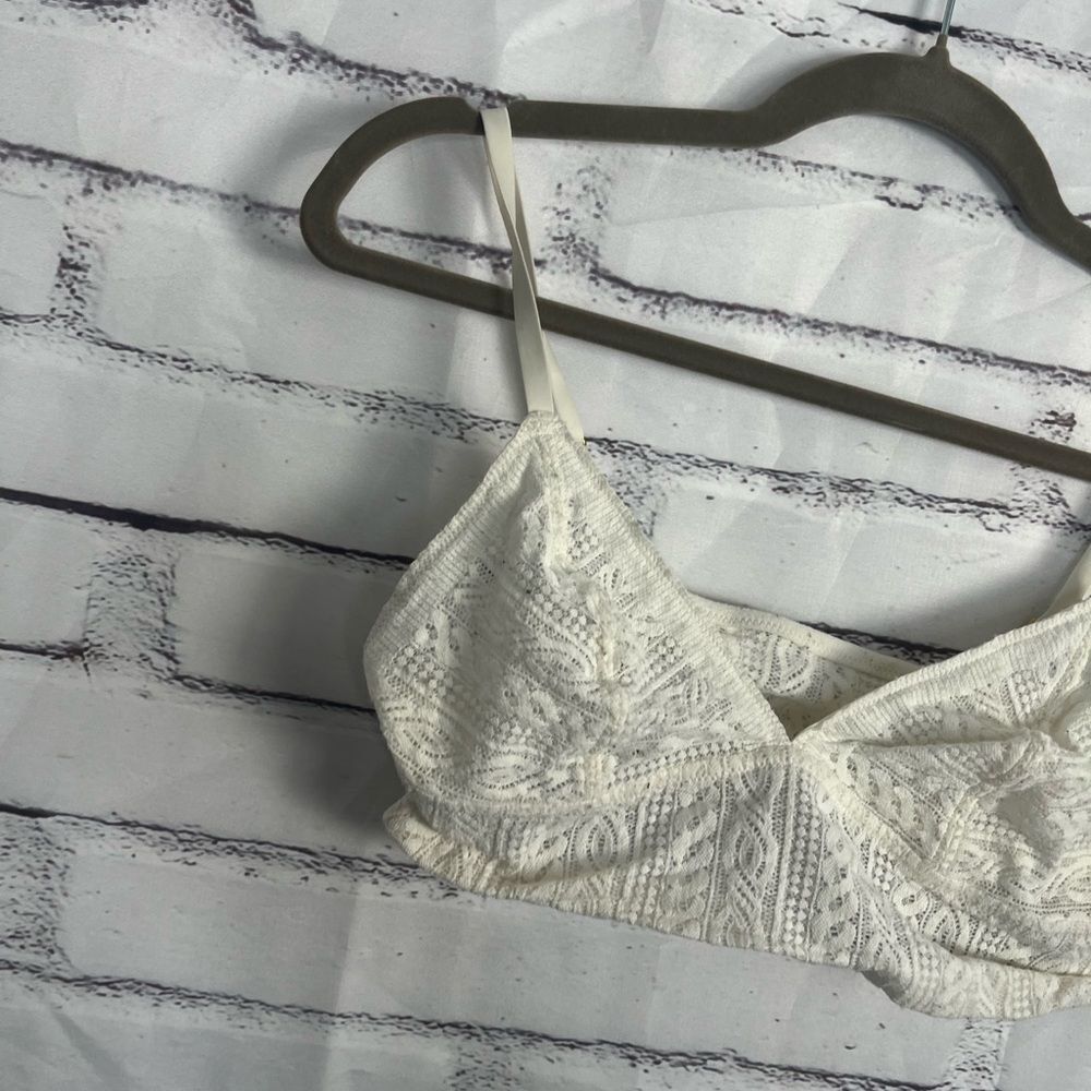 Aerie White Lace Bralette Wireless Women’s Large Soft Stretch Lined Crop Top Y2K - Picture 4 of 14